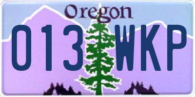 OR license plate 013WKP