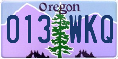 OR license plate 013WKQ