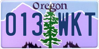 OR license plate 013WKT