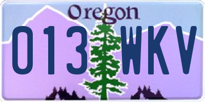 OR license plate 013WKV