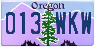 OR license plate 013WKW