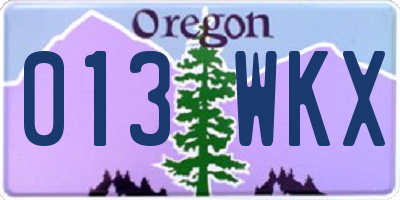 OR license plate 013WKX