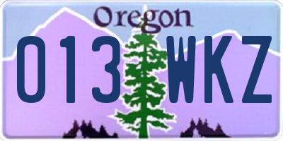 OR license plate 013WKZ