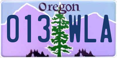 OR license plate 013WLA