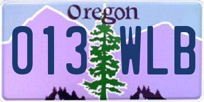OR license plate 013WLB
