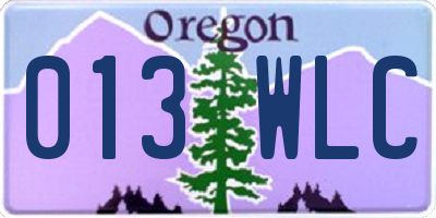 OR license plate 013WLC