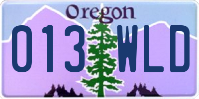 OR license plate 013WLD