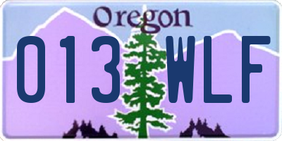 OR license plate 013WLF