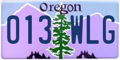 OR license plate 013WLG
