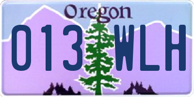 OR license plate 013WLH