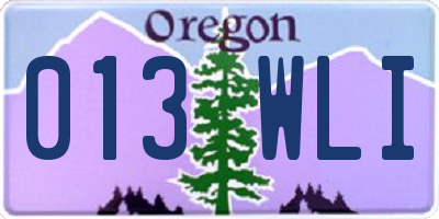 OR license plate 013WLI