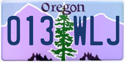 OR license plate 013WLJ