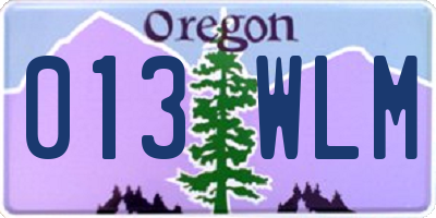 OR license plate 013WLM