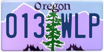 OR license plate 013WLP