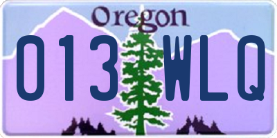 OR license plate 013WLQ