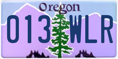 OR license plate 013WLR