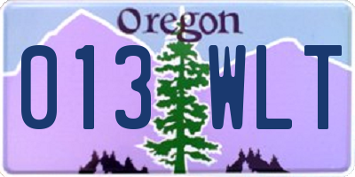 OR license plate 013WLT