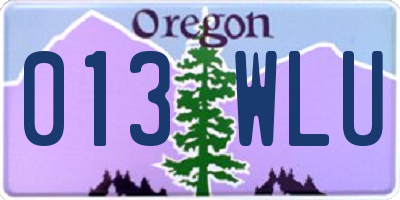 OR license plate 013WLU