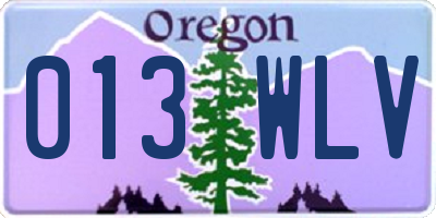 OR license plate 013WLV