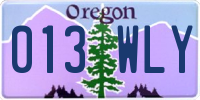 OR license plate 013WLY
