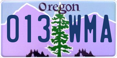 OR license plate 013WMA