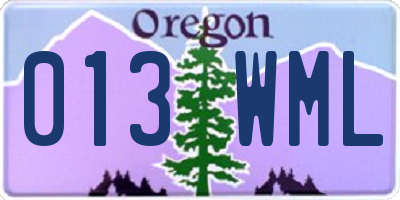 OR license plate 013WML