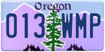 OR license plate 013WMP
