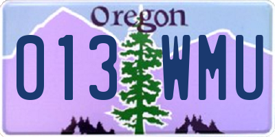 OR license plate 013WMU
