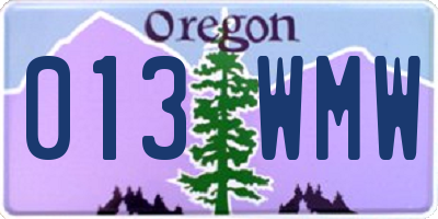 OR license plate 013WMW