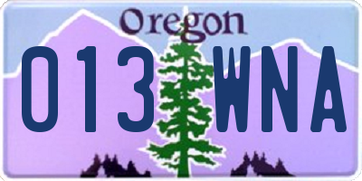 OR license plate 013WNA