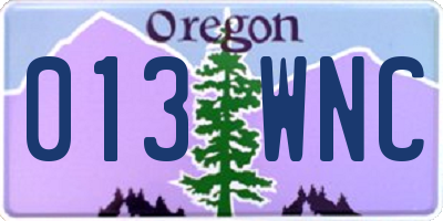 OR license plate 013WNC