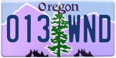 OR license plate 013WND