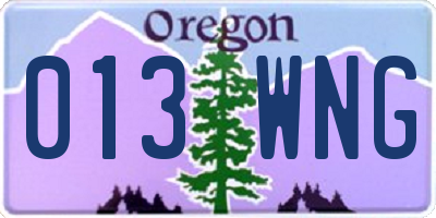OR license plate 013WNG