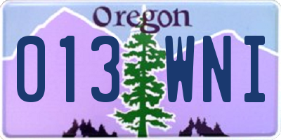OR license plate 013WNI
