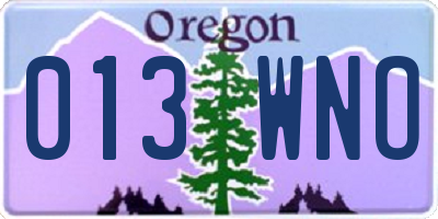 OR license plate 013WNO