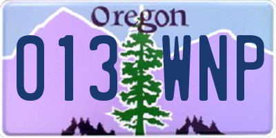 OR license plate 013WNP