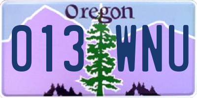 OR license plate 013WNU