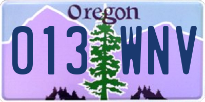 OR license plate 013WNV