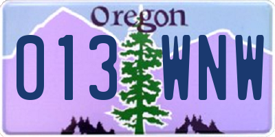 OR license plate 013WNW