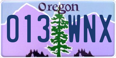OR license plate 013WNX