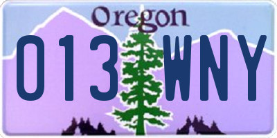 OR license plate 013WNY
