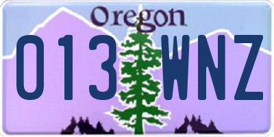 OR license plate 013WNZ