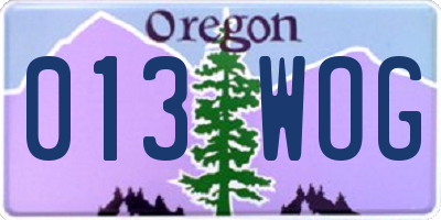 OR license plate 013WOG