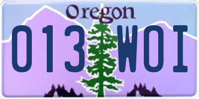 OR license plate 013WOI