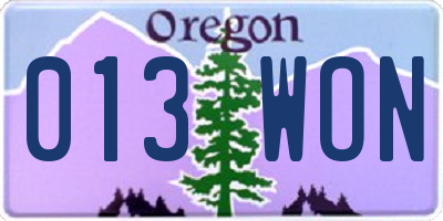 OR license plate 013WON