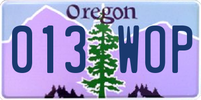 OR license plate 013WOP