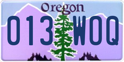 OR license plate 013WOQ