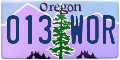 OR license plate 013WOR