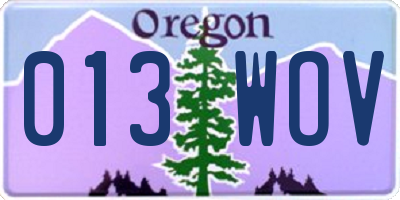 OR license plate 013WOV