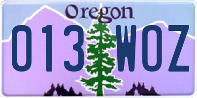 OR license plate 013WOZ